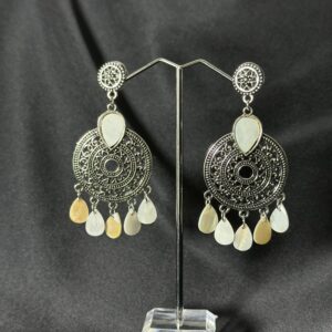 Oxidised Silver Shell Drop Earrings