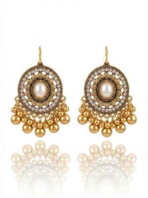 Antique Gold Mirror Work Traditional Jhumka