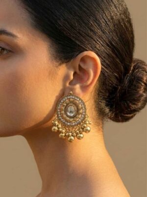 Antique Gold Mirror Work Traditional Jhumka Earrings