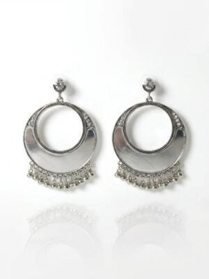 Chic Silver Crescent Hoop Earrings