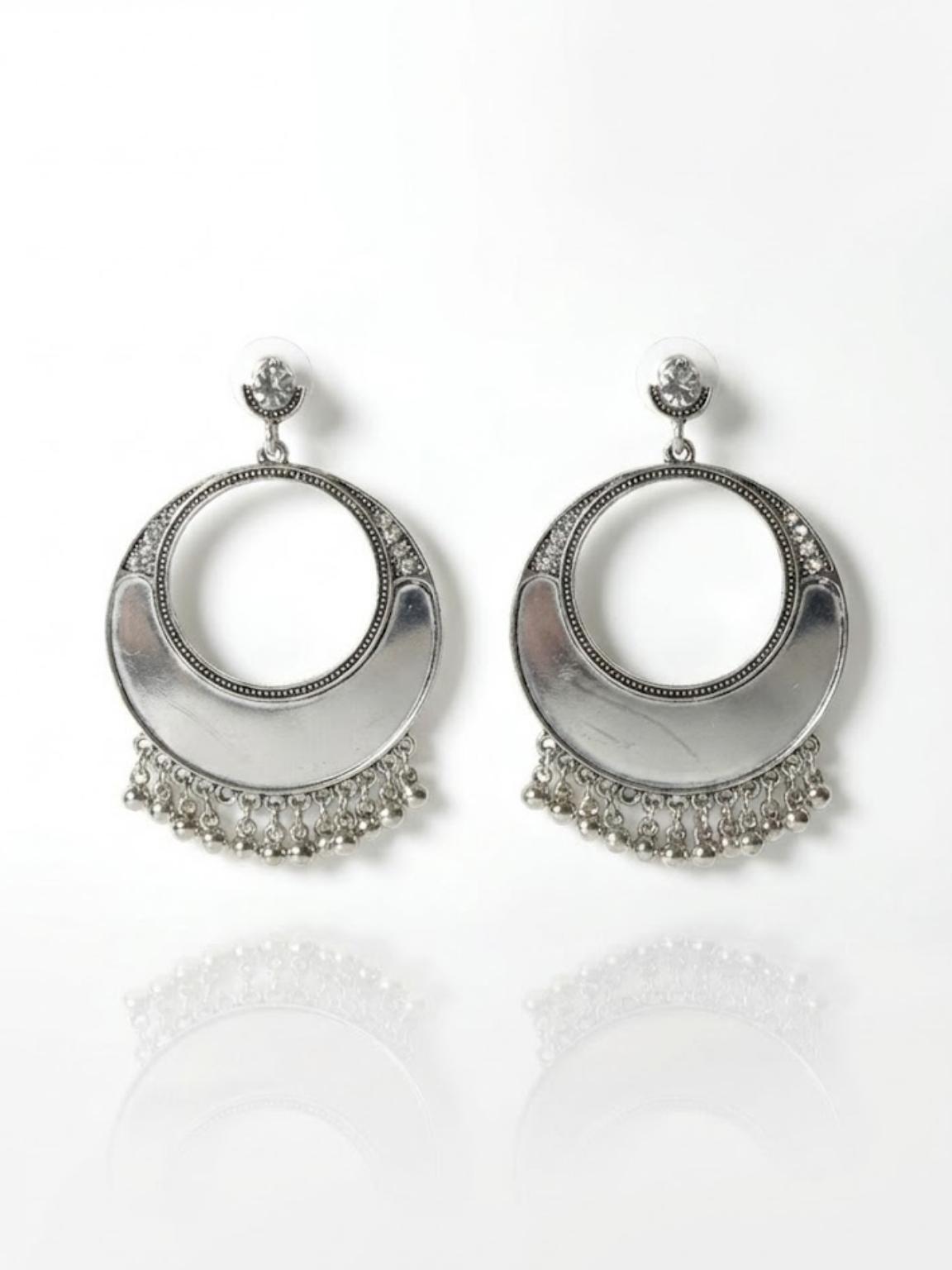 Chic Silver Crescent Hoop Earrings