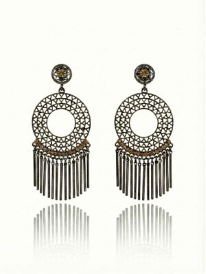 Elegant Black Metal Circular Earrings