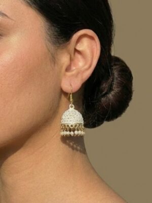 Elegant Golden Pearl Jhumka Earrings