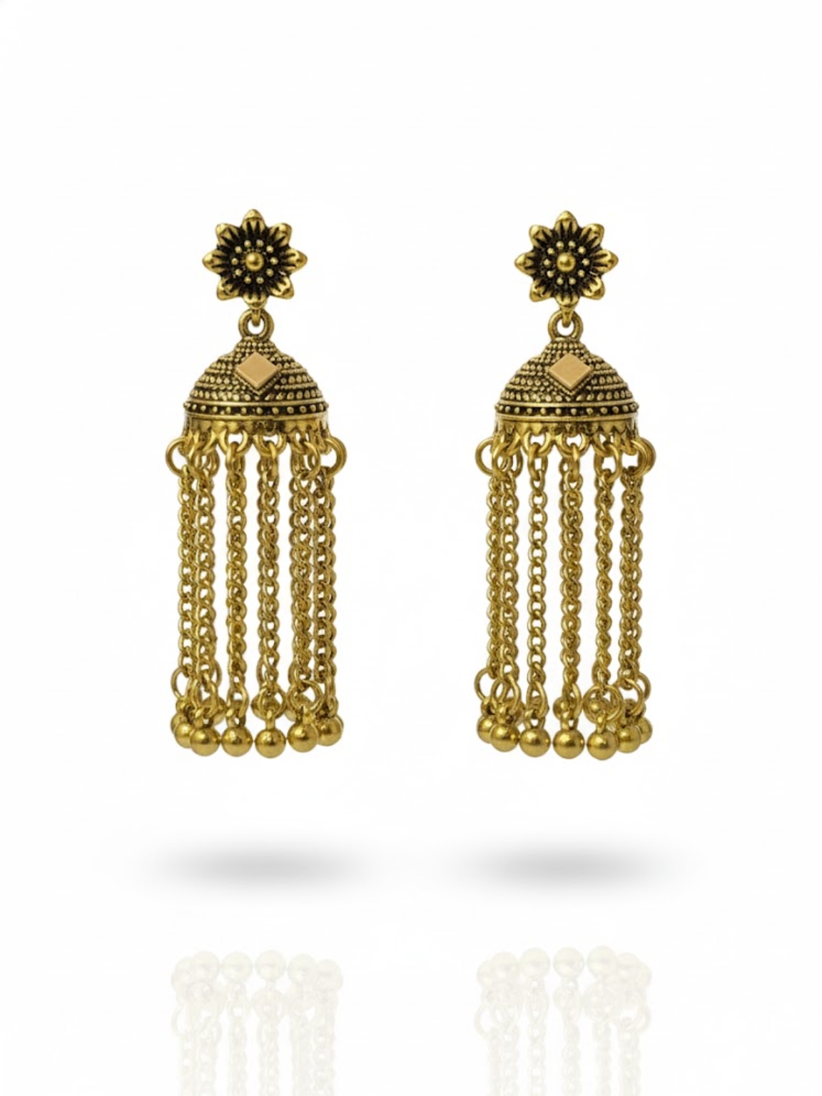 Gold Plated Long Chain Jhumka