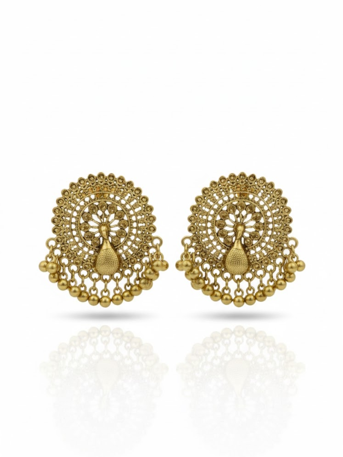 Golden Peacock Design Ethnic Earring