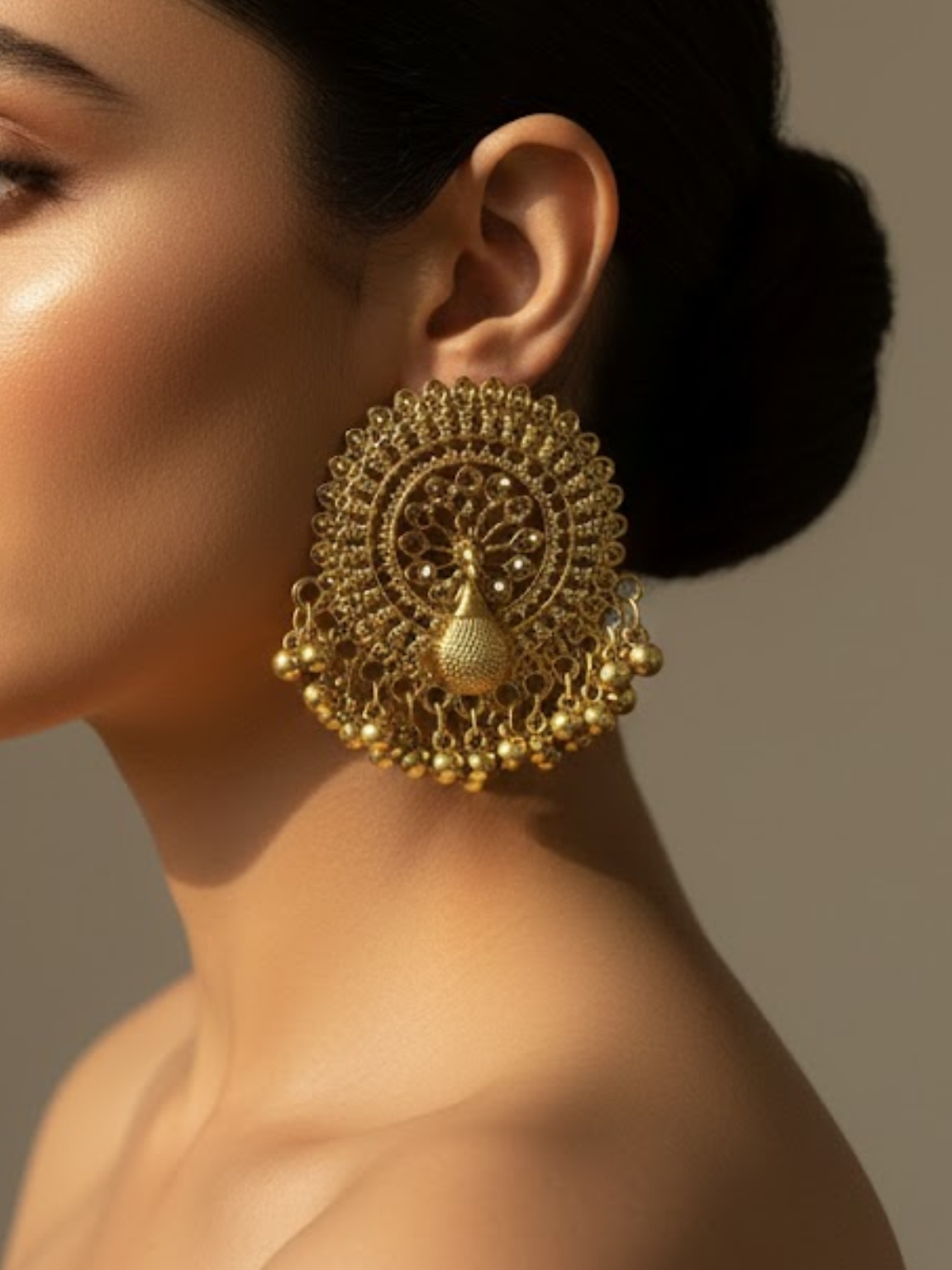 Golden Peacock Design Ethnic Earrings Golden Peacock Design Ethnic Earrings