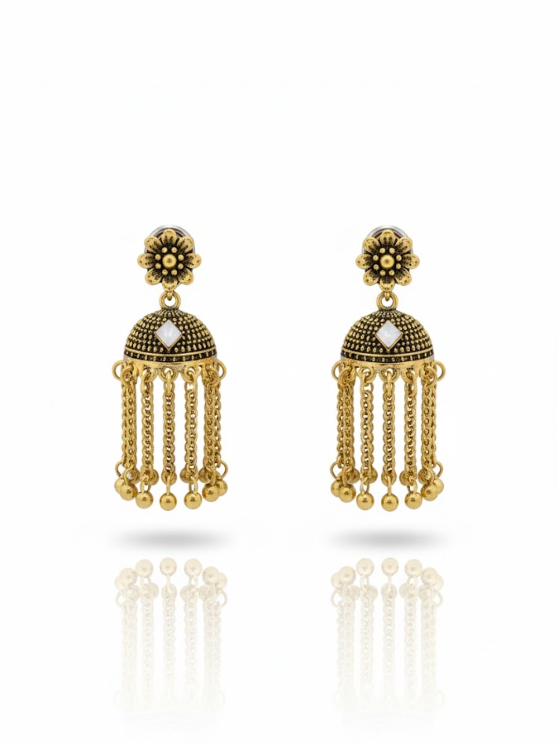 Golden Tassel Dome Earrings