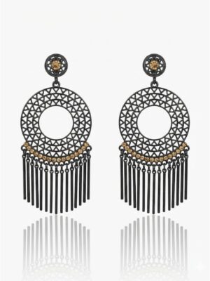 Oxidised Black Metal Hoop Earrings