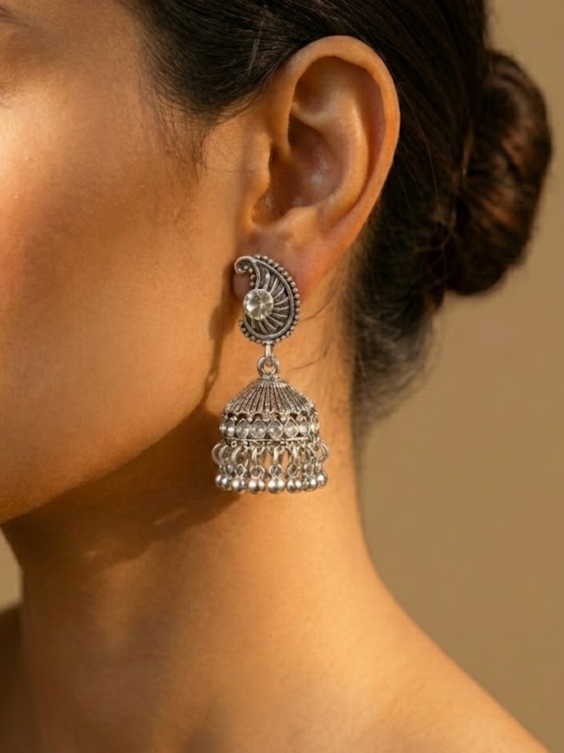 Oxidized Silver Mirror Work Jhumka Earrings Oxidized Silver Mirror Work Jhumka Earrings