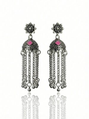 Silver Dome Jhumka Earrings