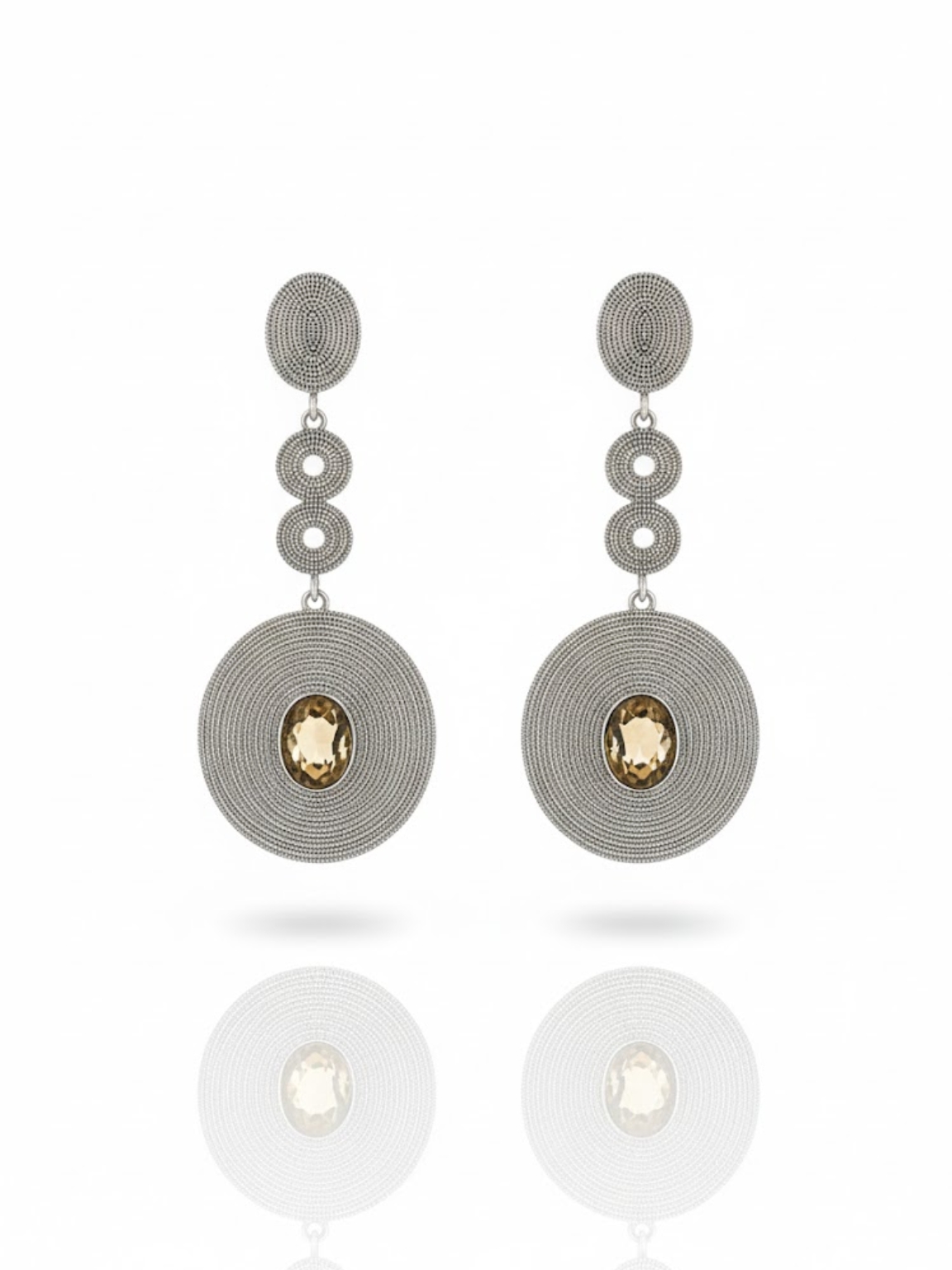 Silver Long Dangling Geometric Earrings