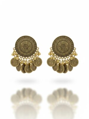 Traditional Afghani Coin Chandbali Earring