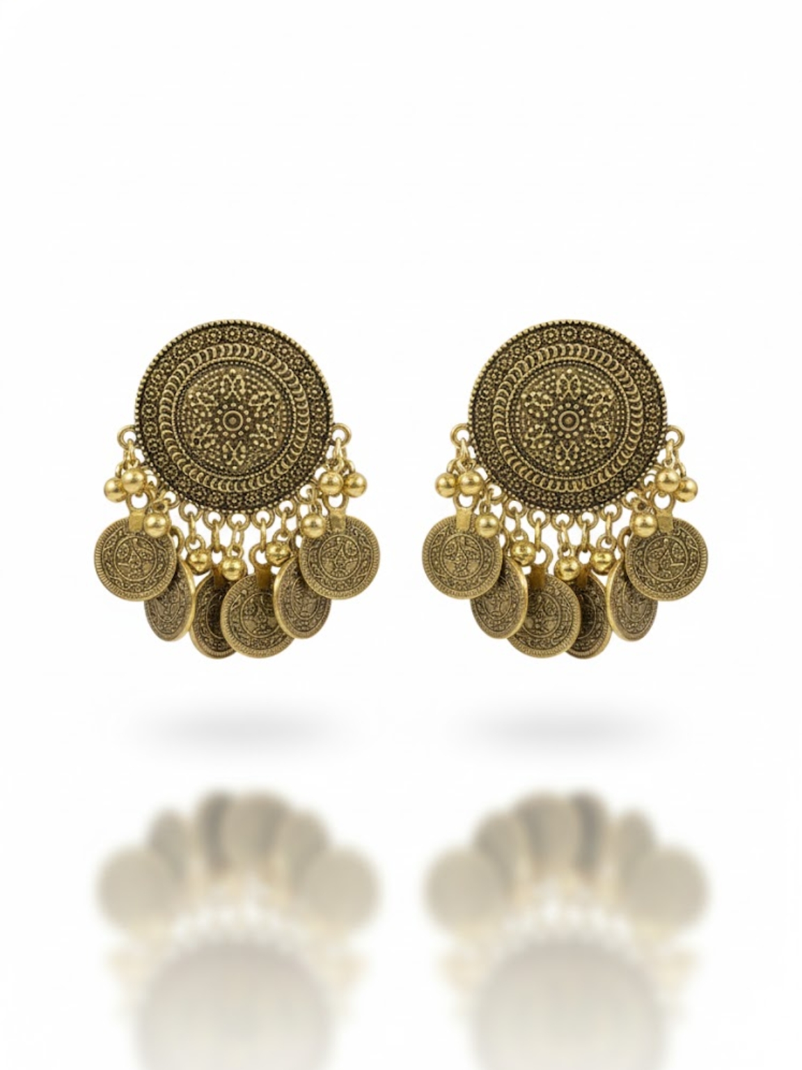 Traditional Afghani Coin Chandbali Earring