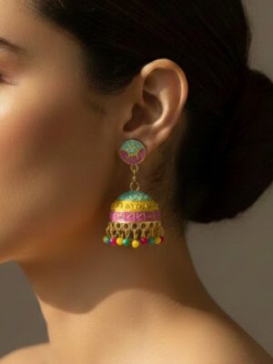 Traditional Multicolor Meenakari Jhumka Earrings