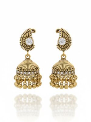 Traditional Stone-Studded Dome Jhumkas