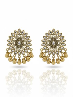 White Stone Chandbali Earrings